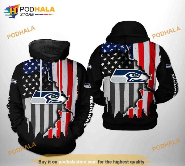 Seattle Seahawks NFL US Flag Team 3D Hoodie