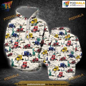 Semi Trailer Truck All Over Printed 3D Hoodie Sweatshirt