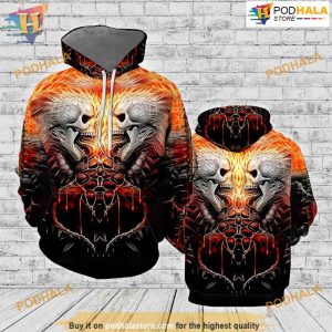 Skull All Over Printed 3D Hoodie Sweatshirt Adul