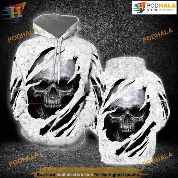 Skull Black All Over Printed 3D Hoodie Sweatshirt