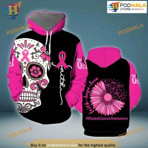 Skull Breast Cancer Awareness All Over Printed 3D Hoodie Sweatshirt