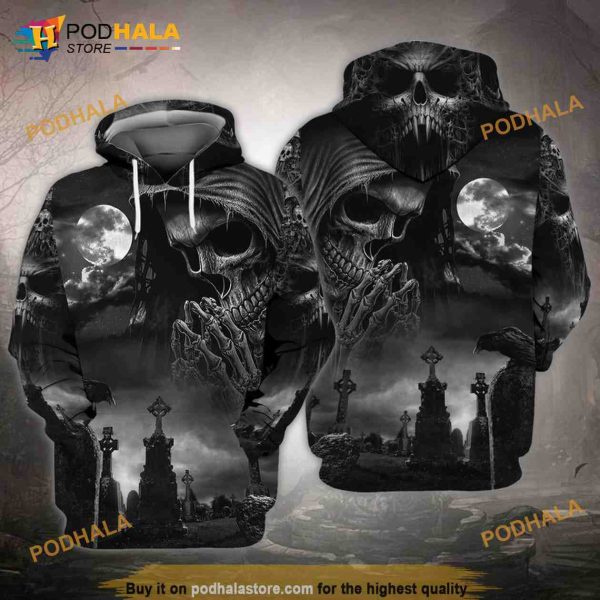 Skull Death Night Pray 3D Hoodie