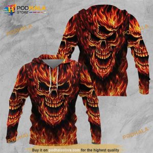 Skull Fire 3D All Over Printed Hoodie