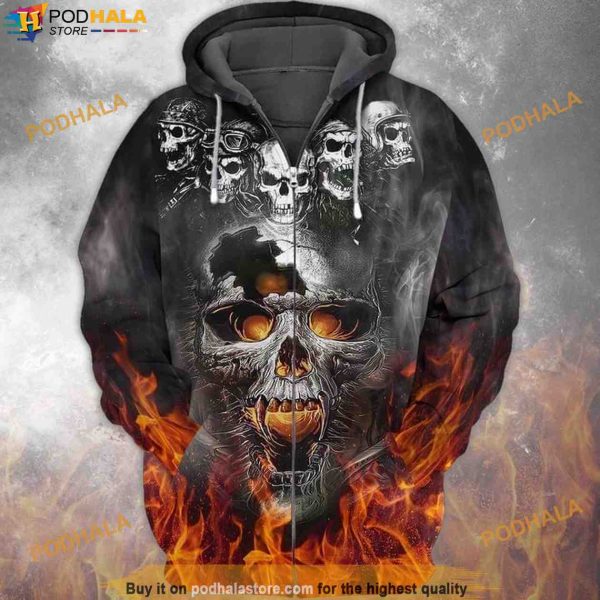 Skull Ghost Halloween 3D T Shirt Hoodie