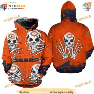 Skull Graphic Halloween Chicago Bears 3D Hoodie