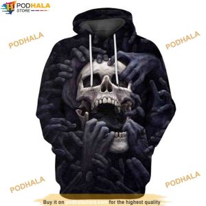 Skull Hand Over Print Halloween 3D Hoodie