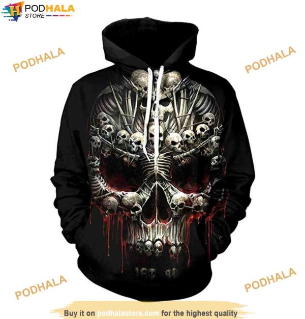 Skull Limited Over Print Halloween 3D Hoodie