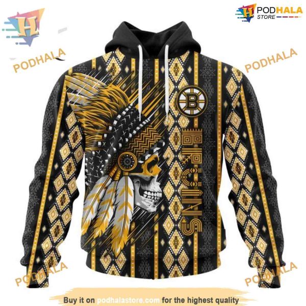 Skull Native Special Design NHL Boston Bruins Hoodie 3D