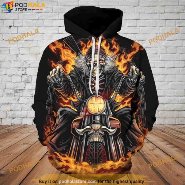 Skull Riding Skeleton Halloween 3D Hoodie