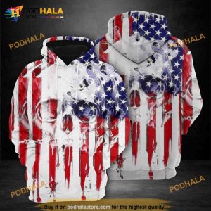 Skull Usa Flag Pattern 3D Hoodie