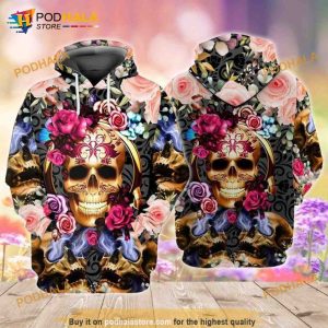 Skull With Flower 3D Hoodie