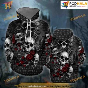 Skulls On The Roses 3D Funny Hoodie Christmas