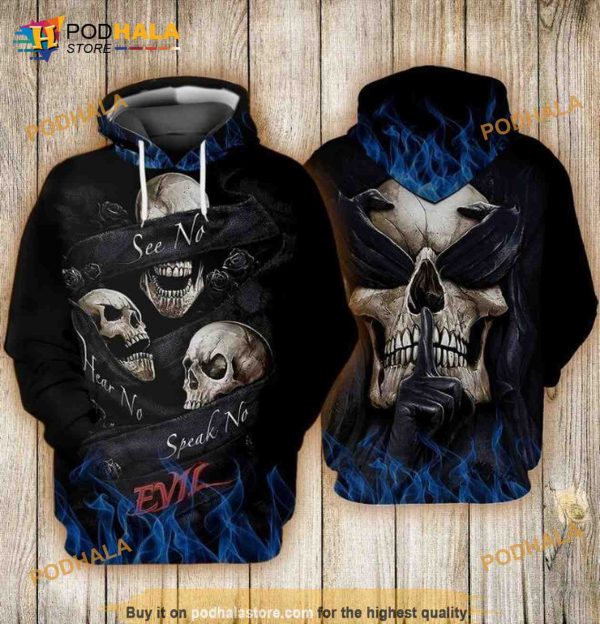 Skulls See No Hear No Speak No 3D Hoodie