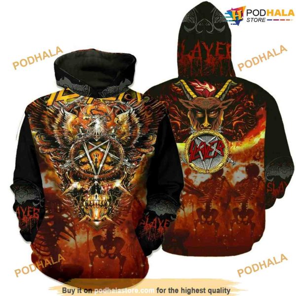 Slayer Rock Band Music X Skull 3D Funny Christmas Hoodie