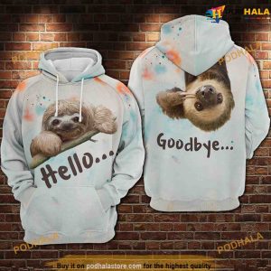 Sloth Shirt Hello And Goodbye Over Print 3D Funny Christmas Hoodie