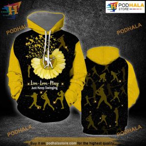 Softball Sunflower Yellow Black All Over Printed 3D Hoodie Sweatshirt