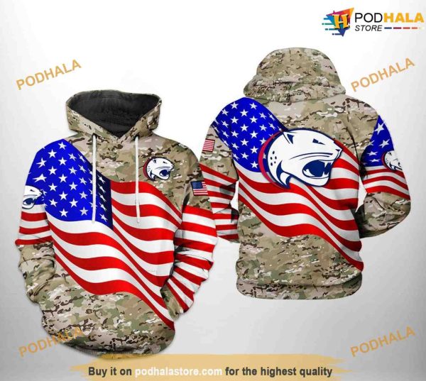 South Alabama Jaguars US Flag Camo Veteran NCAA 3D Hoodie