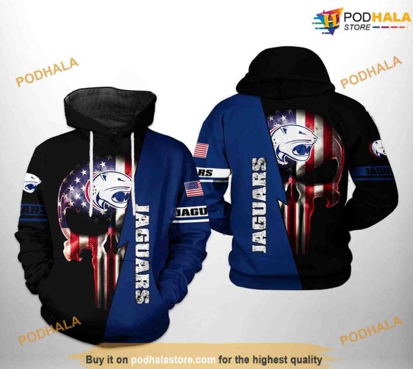 South Alabama Jaguars US Flag Skull NCAA 3D Hoodie