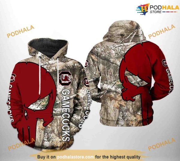 South Carolina Gamecocks Camo Veteran Hunting NCAA 3D Hoodie