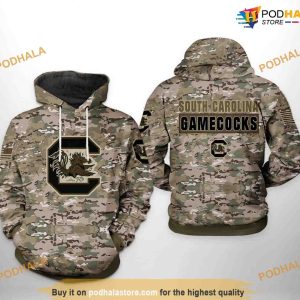 South Carolina Gamecocks Camo Veteran NCAA 3D Hoodie