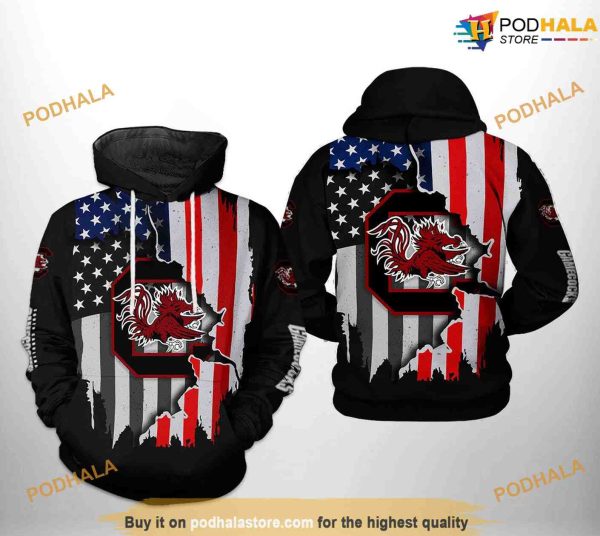 South Carolina Gamecocks US Flag NCAA 3D Hoodie