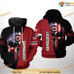 South Carolina Gamecocks US Flag Skull NCAA 3D Hoodie