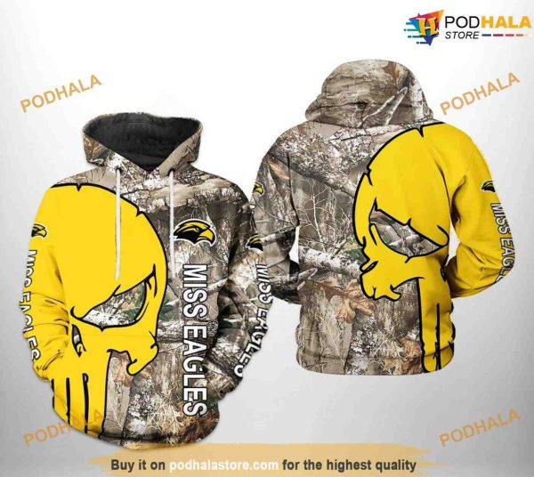 Southern Miss Golden Eagles Camo Veteran Hunting NCAA 3D Hoodie