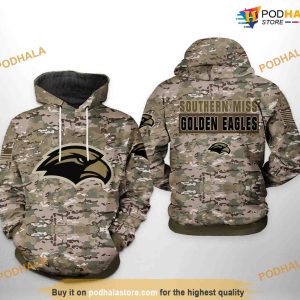 Southern Miss Golden Eagles Camo Veteran NCAA 3D Hoodie