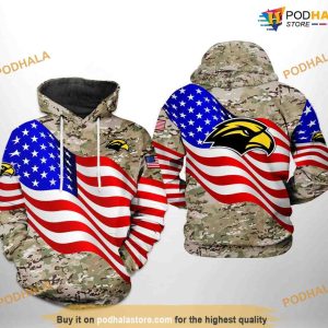 Southern Miss Golden Eagles US Flag Camo Veteran NCAA 3D Hoodie