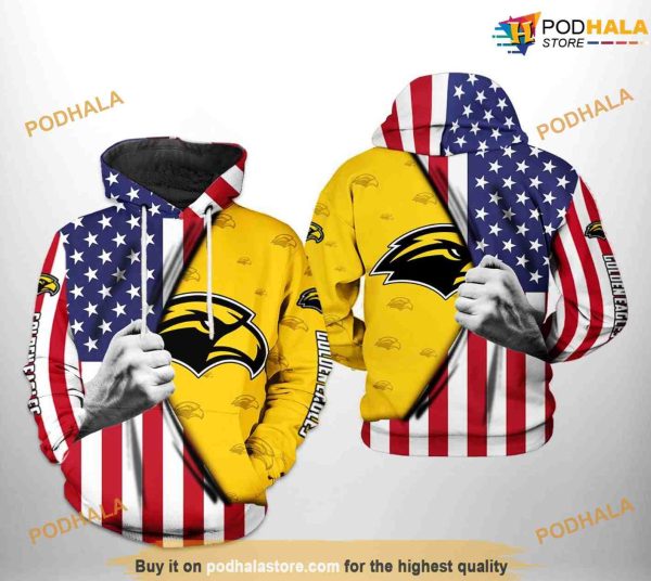 Southern Miss Golden Eagles US Flag NCAA 3D Hoodie