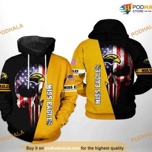 Southern Miss Golden Eagles US Flag Skull NCAA 3D Hoodie