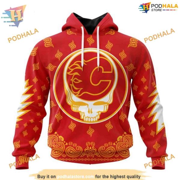 Special Grateful Dead Design NHL Calgary Flames Hoodie 3D Sweatshirt