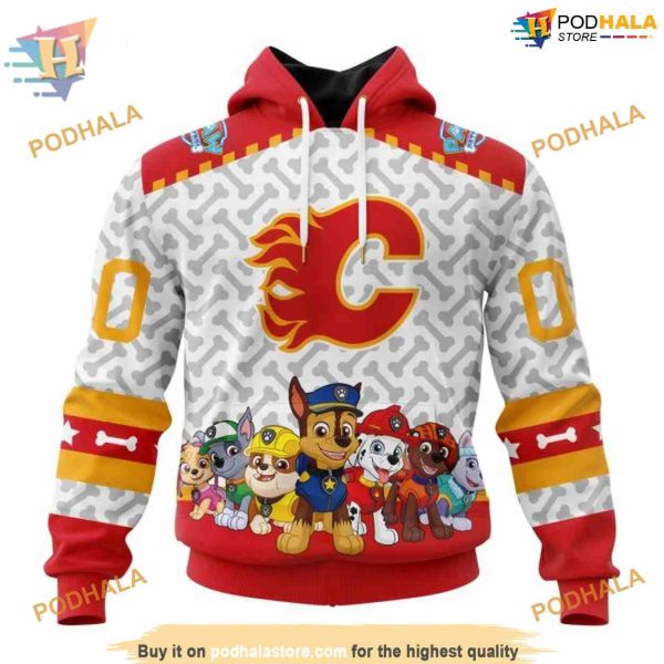 Special PawPatrol Design NHL Calgary Flames Hoodie 3D Sweatshirt