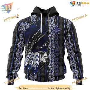 Special Skull Native Design NHL Toronto Maple Leafs Hoodie 3D