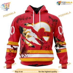 Specialized Design Jersey With Your Ribs For Halloween NHL Calgary Flames Hoodie 3D