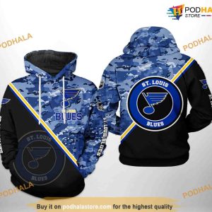 St. Louis Blues NHL Camo Team NHL Hoodie 3D