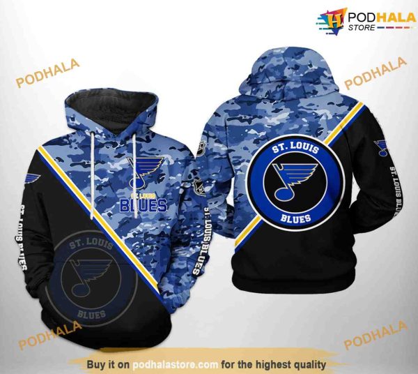 St. Louis Blues NHL Camo Team NHL Hoodie 3D