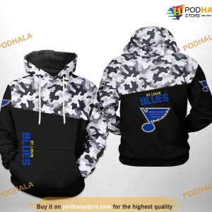 St. Louis Blues NHL Camo Veteran NHL Hoodie 3D