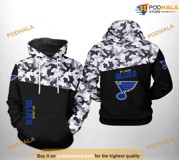 St. Louis Blues NHL Camo Veteran NHL Hoodie 3D