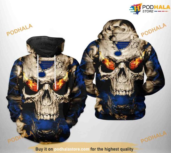 St. Louis Blues NHL Skull NHL Hoodie 3D