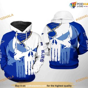 St. Louis Blues NHL Team Skull NHL Hoodie 3D