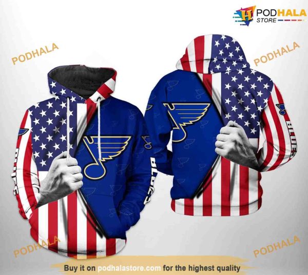 St. Louis Blues NHL US FLag NHL Hoodie 3D