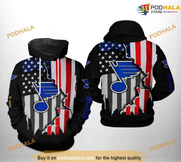 St. Louis Blues NHL US FLag Team NHL Hoodie 3D