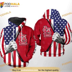 St. Louis Cardinals MLB US Flag 3D Hoodie