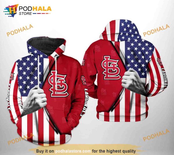 St. Louis Cardinals MLB US Flag 3D Hoodie