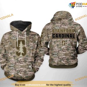 Stanford Cardinals Camo Veteran NCAA 3D Hoodie