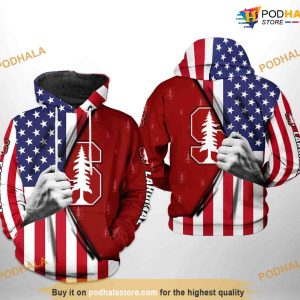 Stanford Cardinals US Flag NCAA 3D Hoodie