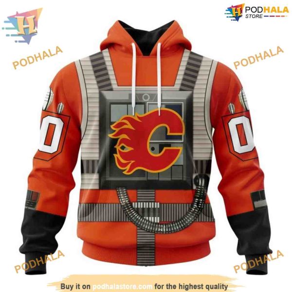 Star Wars Rebel Pilot Design Custom NHL Calgary Flames Hoodie 3D Sweatshirt