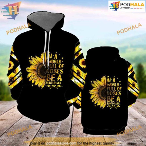 Sunflower In The World Hippie All Over Printed 3D Hoodie