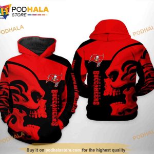 Tampa Bay Buccaneers NFL Skull 3D Hoodie Sweatshirt